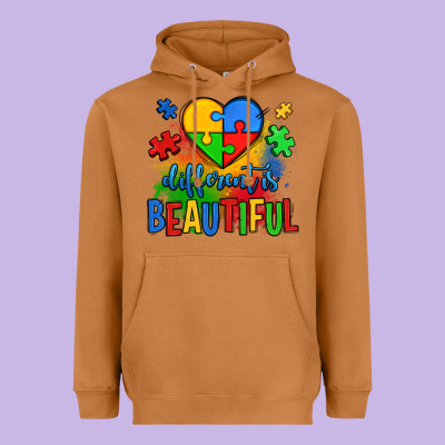 Different Is Beautiful Autism Heavyweight Hoodie Designed By Oliviacreatesart