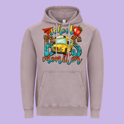 School Bus Monitor Vintage Hoodie Designed By Nancycooperartshop