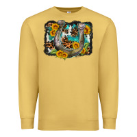 Antique Gold western leopard cowhide turquoise background horse Premium Sweatshirt - OliviaCreatesArt
