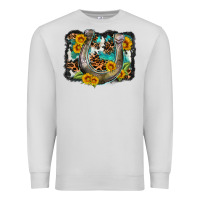 Dove Grey western leopard cowhide turquoise background horse Premium Sweatshirt - OliviaCreatesArt