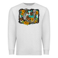 Oatmeal Heather western leopard cowhide turquoise background horse Premium Sweatshirt - OliviaCreatesArt