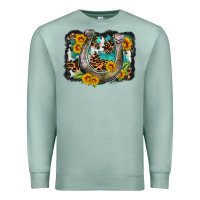 Seafoam western leopard cowhide turquoise background horse Premium Sweatshirt - OliviaCreatesArt