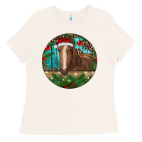 Bone Brown Horse Christmas Ladies Tee - RanaPortraitStore