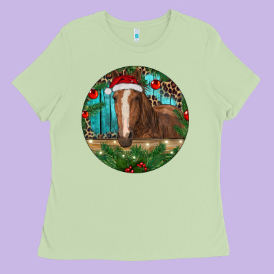 Brown Horse Christmas Ladies Tee Designed By Ranaportraitstore