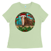 Matcha Brown Horse Christmas Ladies Tee - RanaPortraitStore