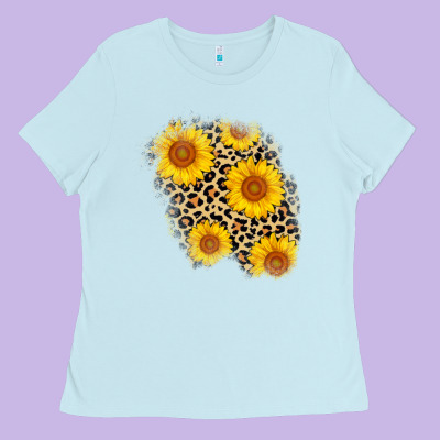 Leopard Sunflower Patch Ladies Tee Designed By Adodesignshop