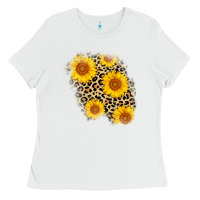 White leopard sunflower patch Ladies Tee - AdoDesignShop