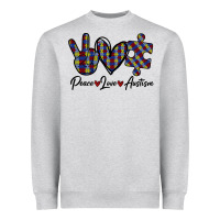 Heather Grey Peace Love Autism Heavyweight Sweatshirt - Bettercallsaul
