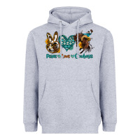 Heather Grey peace love cowboys Heavyweight Hoodie - OliviaCreatesArt
