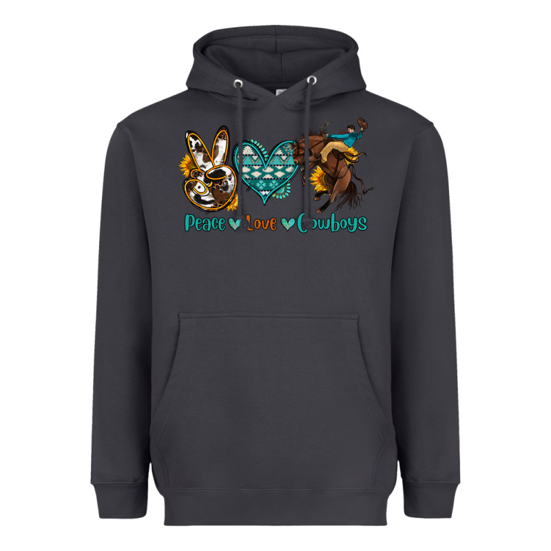 Peace Love Cowboys Heavyweight Hoodie by OliviaCreatesArt | Teevron