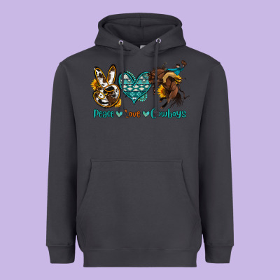 Peace Love Cowboys Heavyweight Hoodie Designed By Oliviacreatesart