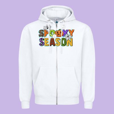 Spooky Season Zipper Hoodie Designed By Cowgirlartshop