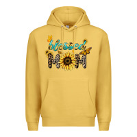 Antique Gold Blessed mom sunflower butterfly mother's day Premium Hoodie - HowdyJamesFarm