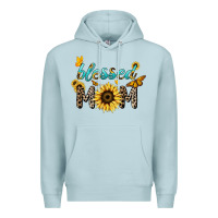 Blue Mist Blessed mom sunflower butterfly mother's day Premium Hoodie - HowdyJamesFarm