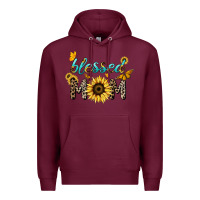 Burgundy Blessed mom sunflower butterfly mother's day Premium Hoodie - HowdyJamesFarm