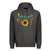 Charcoal Heather Blessed mom sunflower butterfly mother's day Premium Hoodie - HowdyJamesFarm