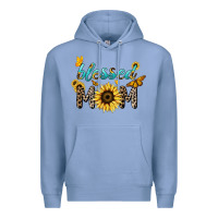 Colony Blue Blessed mom sunflower butterfly mother's day Premium Hoodie - HowdyJamesFarm
