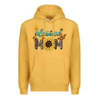 Mustard Blessed mom sunflower butterfly mother's day Premium Hoodie - HowdyJamesFarm