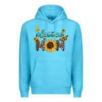 Ocean Blue Blessed mom sunflower butterfly mother's day Premium Hoodie - HowdyJamesFarm