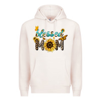 Pale Pink Blessed mom sunflower butterfly mother's day Premium Hoodie - HowdyJamesFarm