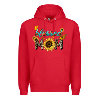Red Blessed mom sunflower butterfly mother's day Premium Hoodie - HowdyJamesFarm