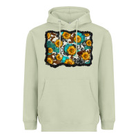 Matcha cowhide  turquoise sunflowers pattern olivia Heavyweight Hoodie - OliviaCreatesArt
