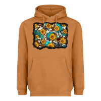 Meerkat cowhide  turquoise sunflowers pattern olivia Heavyweight Hoodie - OliviaCreatesArt