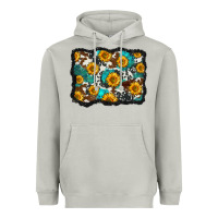 Moon Dust cowhide  turquoise sunflowers pattern olivia Heavyweight Hoodie - OliviaCreatesArt