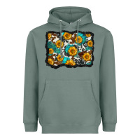 Sage cowhide  turquoise sunflowers pattern olivia Heavyweight Hoodie - OliviaCreatesArt