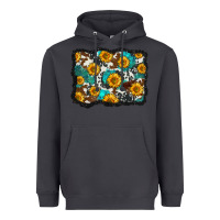 Smoke cowhide  turquoise sunflowers pattern olivia Heavyweight Hoodie - OliviaCreatesArt
