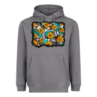 Storm cowhide  turquoise sunflowers pattern olivia Heavyweight Hoodie - OliviaCreatesArt