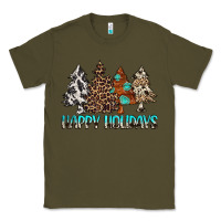 Army Green Happy Holidays Trees Classic Tee - MaliasSmallBusiness