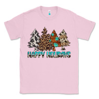 Bubblegum Pink Happy Holidays Trees Classic Tee - MaliasSmallBusiness