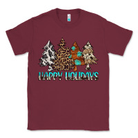 Burgundy Happy Holidays Trees Classic Tee - MaliasSmallBusiness