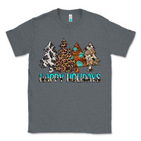 Charcoal Heather Happy Holidays Trees Classic Tee - MaliasSmallBusiness