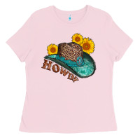 Bubblegum Pink howdy leopard tooled leather hat Ladies Tee - AdoDesignShop