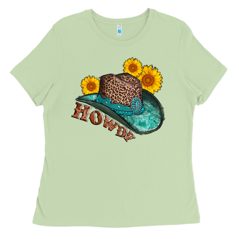 Howdy Leopard Tooled Leather Hat Ladies Tee by AdoDesignShop | Teevron