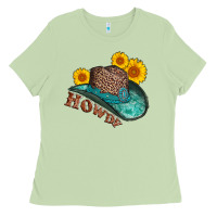 Matcha howdy leopard tooled leather hat Ladies Tee - AdoDesignShop