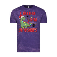 Cloud Purple i believe in santa & dinosaurs Vintage Tee - MaliasSmallBusiness