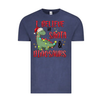 Vintage Denim i believe in santa & dinosaurs Vintage Tee - MaliasSmallBusiness