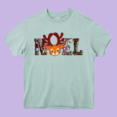 Noel Reindeer Heavy Core Tee Designed By Adodesignshop