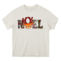 Cream noel reindeer Heavy Core Tee - AdoDesignShop