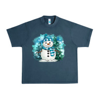 Midnight Navy winter snowman Urban Heavy Tee - MaliasSmallBusiness
