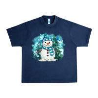 Navy winter snowman Urban Heavy Tee - MaliasSmallBusiness