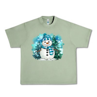 Oil Green winter snowman Urban Heavy Tee - MaliasSmallBusiness