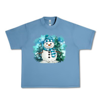 Pebble Blue winter snowman Urban Heavy Tee - MaliasSmallBusiness