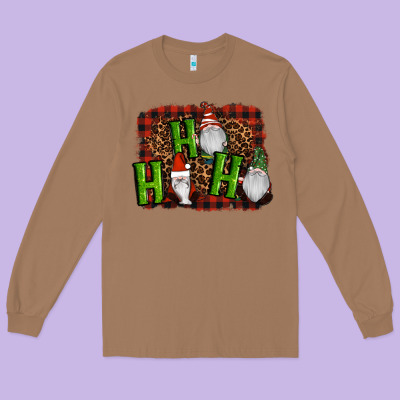 Ho Ho Ho Gnomes Christmas Long Sleeve Tee Designed By Ranaportraitstore