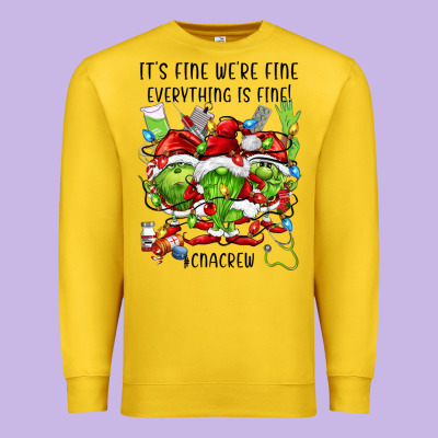 Its Fine Were Fine Everything Is Fine Cnacrew Premium Sweatshirt Designed By Fadigitalartstudio
