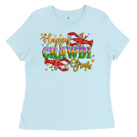 Baby Blue happy crawdi gras with crawfish Ladies Tee - Artiststas