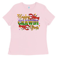 Bubblegum Pink happy crawdi gras with crawfish Ladies Tee - Artiststas